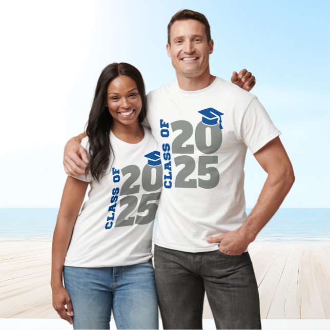 Class of 2025 Blue and Grey Graduate T-Shirt (Creator Uploaded)