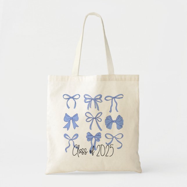 Class of 2025 Blue Coquette Bows Tote Bag (Front)