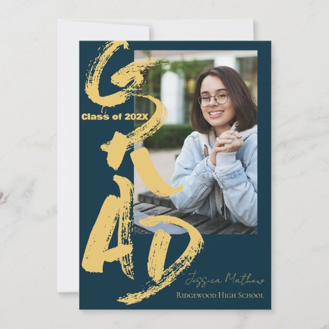 Class Of 2025 Blue Photo Graduation Announcement  (Front)