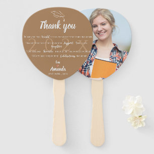 Class of 2025 Brown Photo Graduation Thank You Hand Fan
