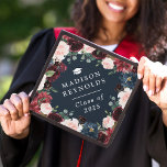 Class of 2025 Burgundy Navy Blue Floral Classy Graduation Cap Topper<br><div class="desc">Burgundy Navy Blue Floral Classy Graduation Hat. For further customization,  please use our design tool to modify this template.</div>