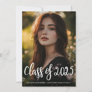 Class Of 2025 Casual Script Graduate Photo Invitation