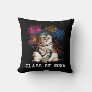 Class of 2025 Cat Lover Throw Pillow