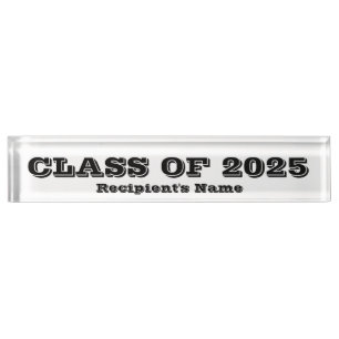 Class of 2025 Clear Black Paperweight by Janz Nameplate