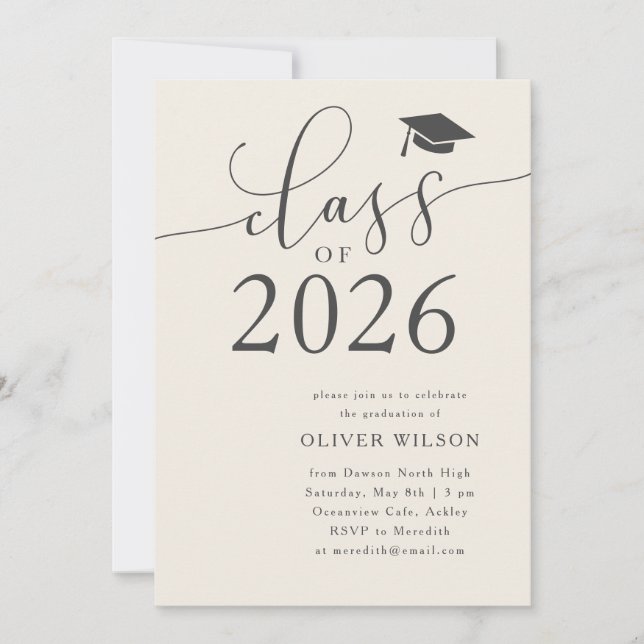Class of 2025 Cream Graduation Party  Invitation (Front)