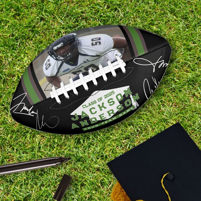 Class of 2025 Customizable Photo Keepsake Black Football (Class of 2025 Photo Autograph Keepsake Black Football)