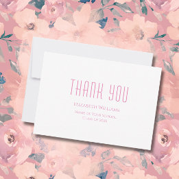 Class of 2025 Cute Pink Typography Graduation   Thank You Card