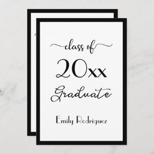 Class Of 2025 Elegant Black White Graduation Party Invitation