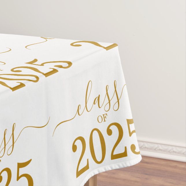 Class of 2025 Elegant Gold Script  Tablecloth (In Situ)