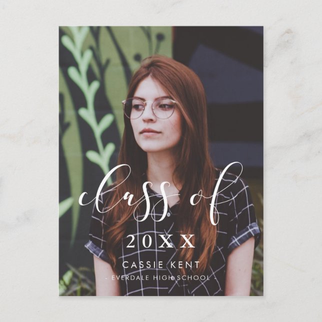 Class of 2025 elegant graduation photo postcard (Front)