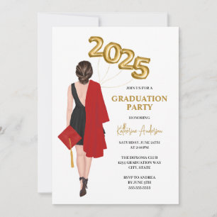 Class of 2025 Female Photo Graduation Party Invitation