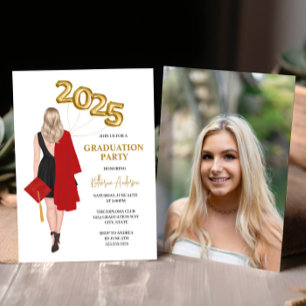 Class of 2025 Female Photo Graduation Party Invitation