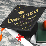 Class of 2025 Gold Brush Script Stunning Graduatio Graduation Cap Topper<br><div class="desc">Stand out on your big day with this Gold Brush Script graduation cap topper. This topper allows you to personalize your name and class year for a memorable and stylish statement.</div>