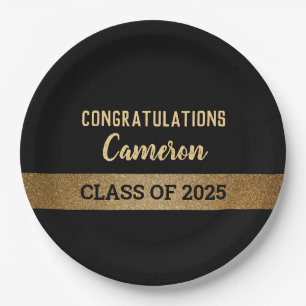 Class of 2025 Gold Congratulations Graduate  Paper Plate