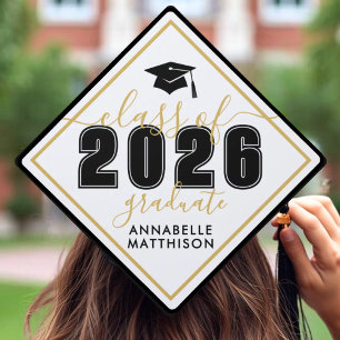 Class Of 2025 Gold Elegant Graduation Cap Topper