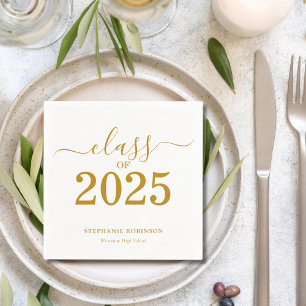 Class of 2025 Gold Script Graduation Napkin