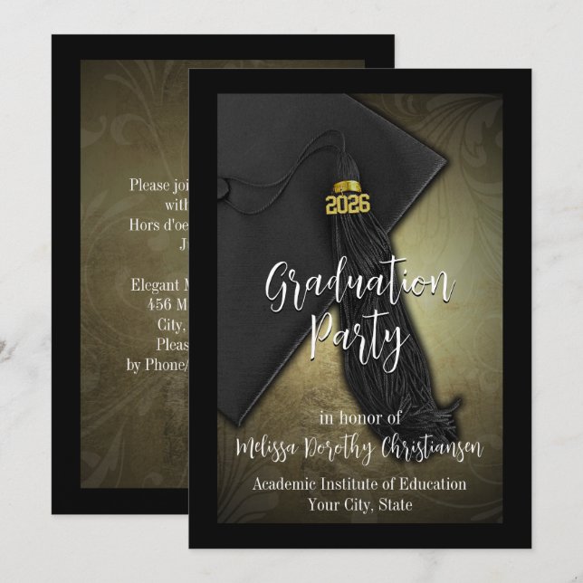 Class of 2025 Gold Tassel College Graduation Invitation (Front/Back)