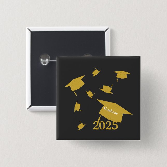 Class of 2025 grad cap  2 inch square button (Front & Back)