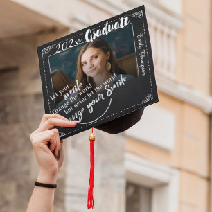 Class Of 2025  Grad Name Inspirational Quote Photo Graduation Cap Topper