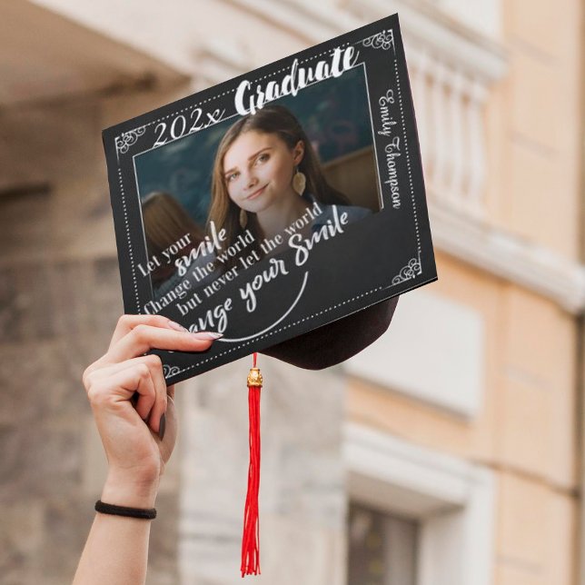 Class Of 2025  Grad Name Inspirational Quote Photo Graduation Cap Topper (Class Of 2024 Grad Name Inspirational Quote Photo Graduation Cap Topper)