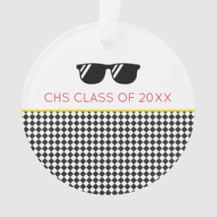 CLASS OF 2025 Grad NAME School Colours Sunglasses Ornament