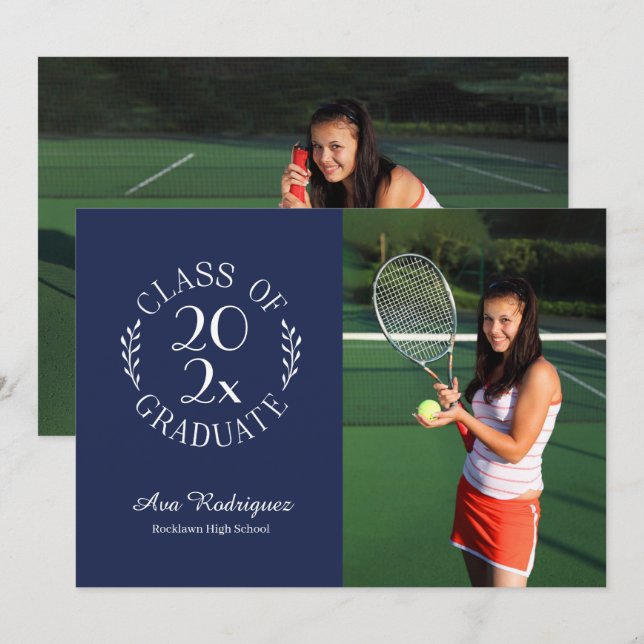 Class of 2025 Graduate 2 Photo Navy Graduation Announcement (Front/Back)
