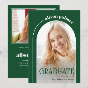 Class of 2025 GRADUATE arch emerald green photo Invitation
