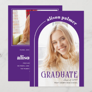 Class of 2025 GRADUATE arch purple photo Invitation
