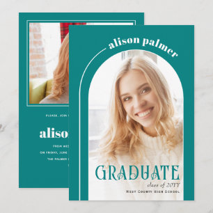 Class of 2025 GRADUATE arch teal blue photo        Invitation