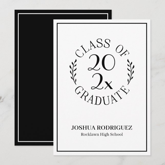 Class of 2025 Graduate Black White Typography Announcement (Front/Back)