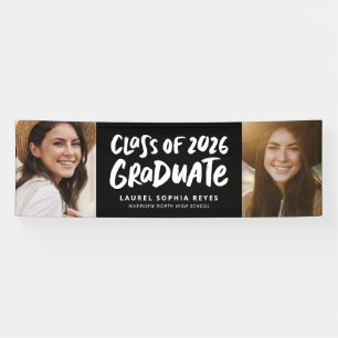 Class of 2025 graduate bold two photo graduation banner
