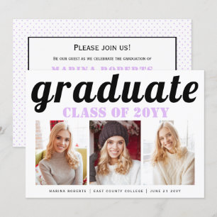 Class of 2025 graduate lilac typography photo invitation