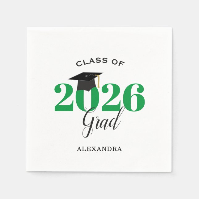 Class of 2025 Graduate Modern Green Napkin (Front)