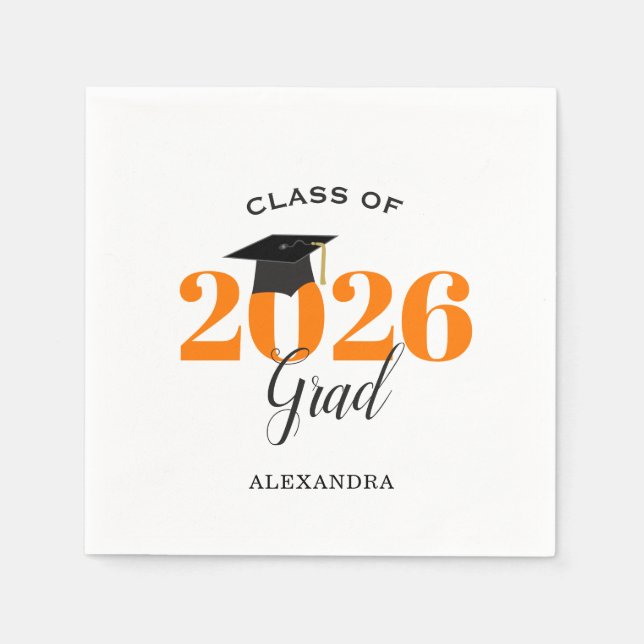 Class of 2025 Graduate Modern Orange Napkin (Front)