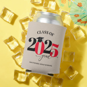 Class of 2025 Graduate Modern Red Can Cooler
