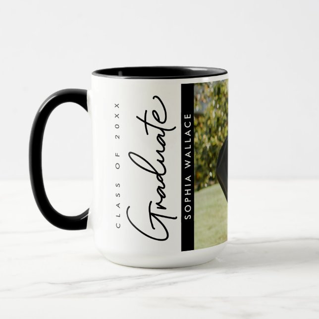 Class of 2025 Graduate Modern Simple custom photo  Mug (Left)