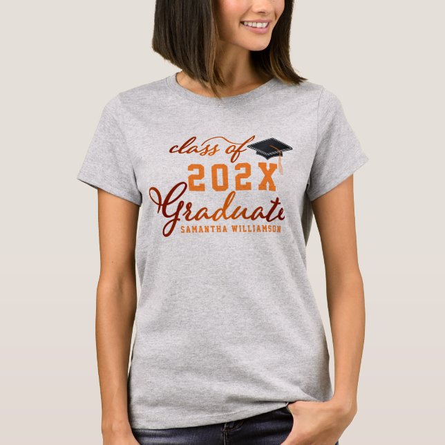 Class of 2025 Graduate Orange Graduation T-Shirt (Front)