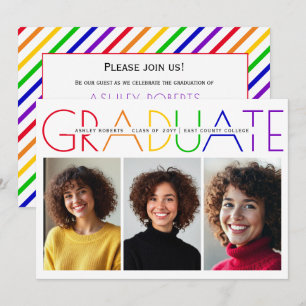 Class of 2025 Graduate rainbow photo collage Invitation