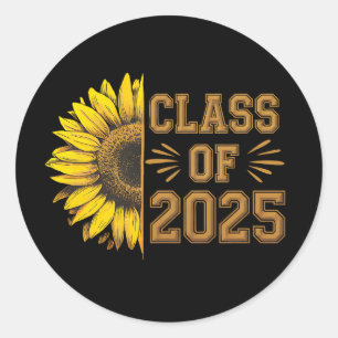 Class Of 2025 Graduate Sunflower Graduation Classic Round Sticker