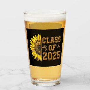 Class Of 2025 Graduate Sunflower Graduation Glass