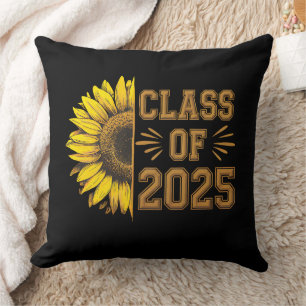 Class Of 2025 Graduate Sunflower Graduation Throw Pillow