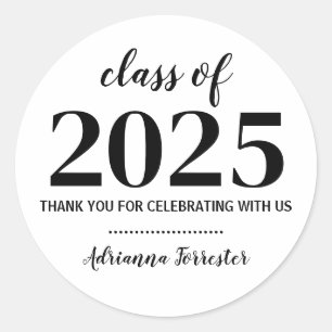 Class Of 2025   Graduate Thank You Bold Classic Round Sticker
