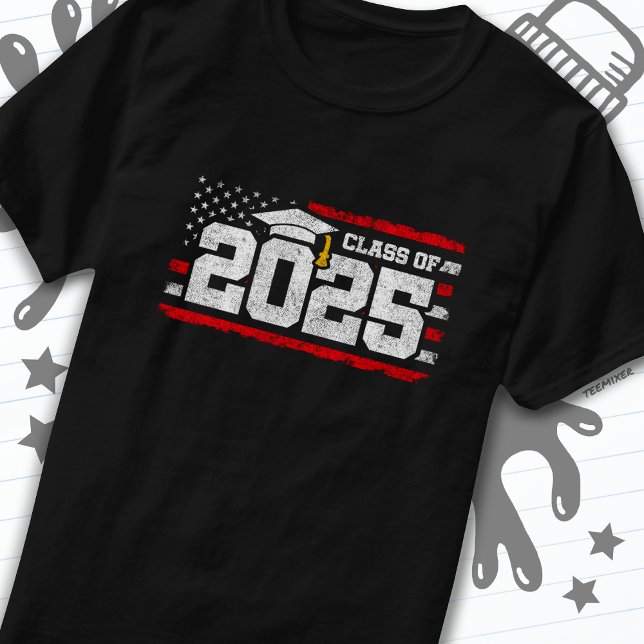Class of 2025 Graduation American Flag Senior 2025 T-Shirt (Creator Uploaded)