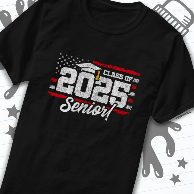 Class of 2025 Graduation American Flag Senior 2025 T-Shirt (Creator Uploaded)