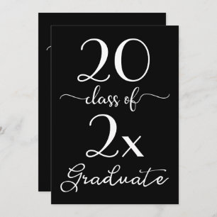 Class Of 2025 Graduation Chic Black White Script Invitation