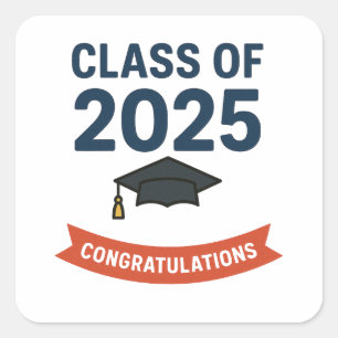 Class of 2025 Graduation Congratulations Gift Square Sticker