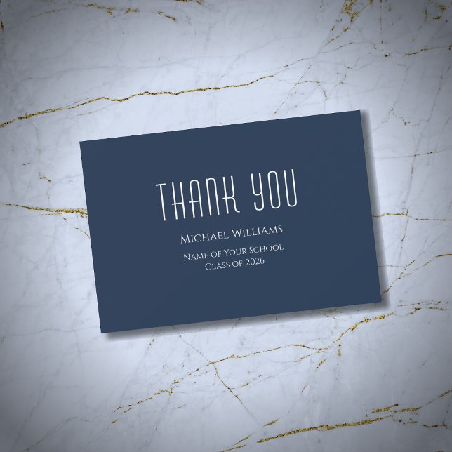 Class of 2025 Graduation Minimalist Navy Blue Thank You Card (Creator Uploaded)
