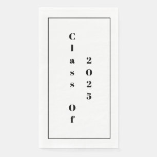 Class Of 2025 Graduation Party Black White Minimal Napkin