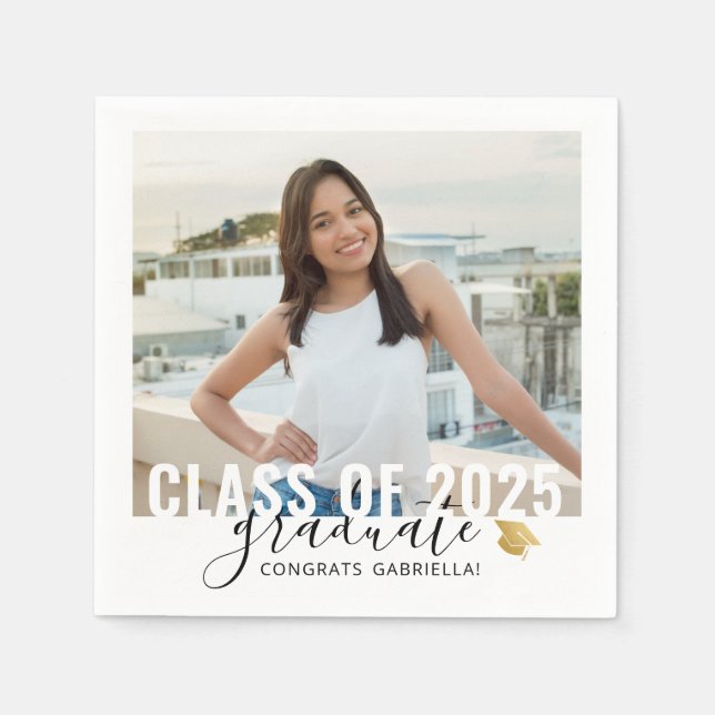 Class of 2025 Graduation Party Photo Napkin (Front)