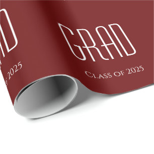 Class of 2025 Graduation Red Minimalist Wrapping Paper